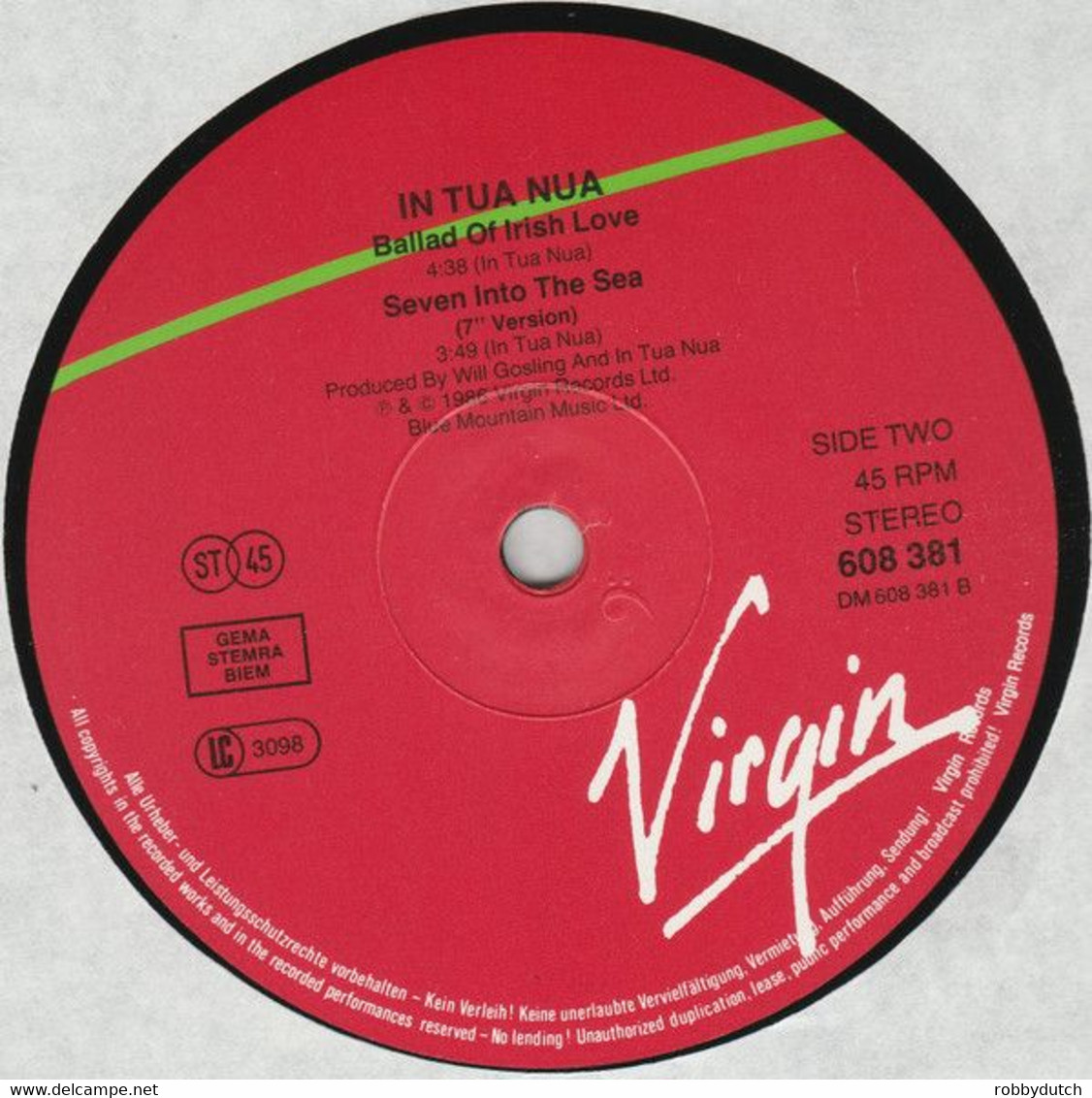 * 12" * IN TUA NUA - SEVEN INTO THE SEA (extended Version) 1986 - 45 Rpm - Maxi-Singles