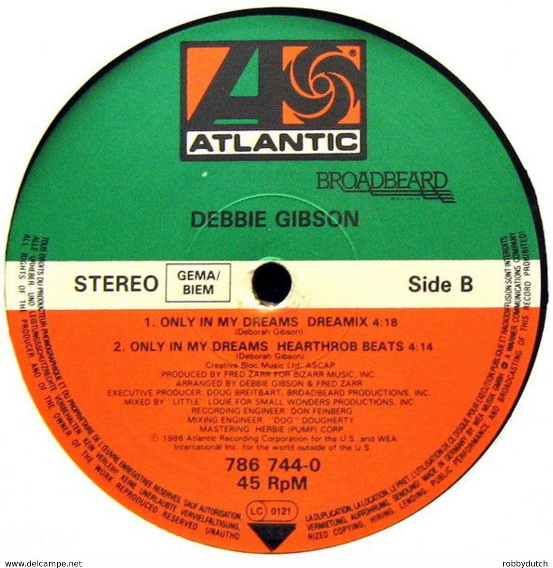 * 12" * DEBBIE GIBSON - ONLY IN MY DREAMS (1986) - 45 Toeren - Maxi-Single