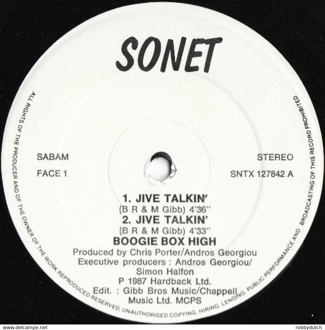 * 12" * BOOGIE BOX HIGH - JIVE TALKIN' (1987) - 45 T - Maxi-Single