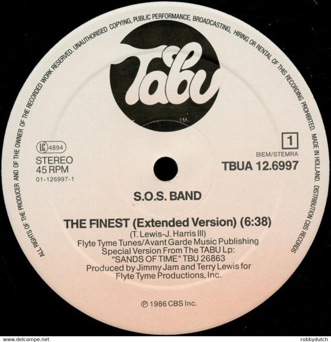 * 12" * S.O.S. BAND - THE FINEST (Extended Version) 1986 - 45 Rpm - Maxi-Single