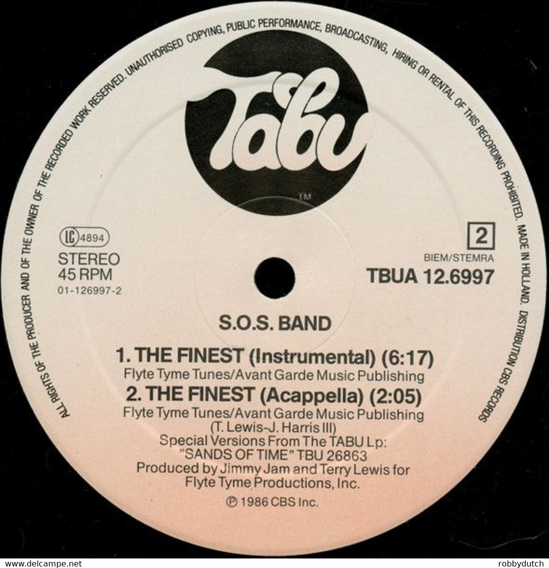 * 12" * S.O.S. BAND - THE FINEST (Extended Version) 1986 - 45 T - Maxi-Single