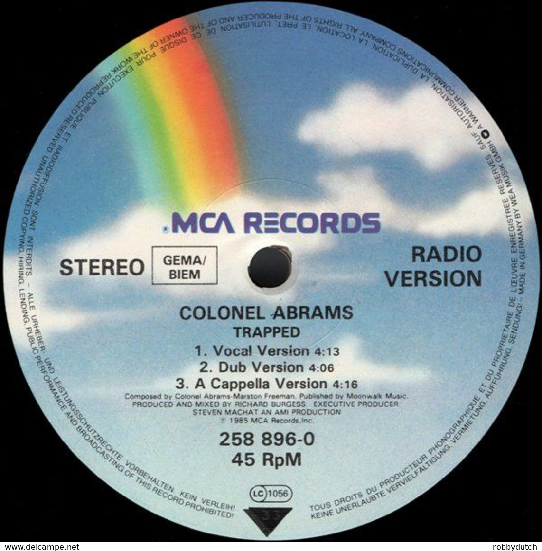 * 12" * COLONEL ABRAMS - TRAPPED (1985) - 45 Toeren - Maxi-Single