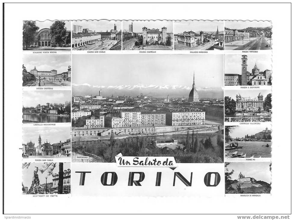 TORINO - Panorama E 13 Vedute, Alcune ANIMATE - Viaggiata  - In Buone Condizioni - DC0356. - Panoramische Zichten, Meerdere Zichten
