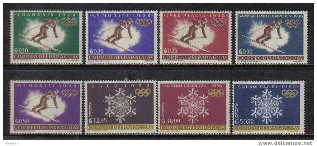 E249 - PARAGUAY , N. 719/723 + PA  N. 358/360  *** - Hiver 1960: Squaw Valley