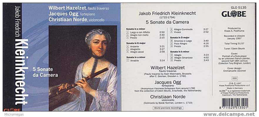 Jakob Friedrich Kleinknecht (1722-1794) : 5 Sonate Da Camera.. - Klassik