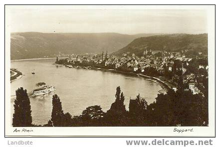 Boppard Am Rhein Mit Stempel Gruß Vom Rhein An Bord Des Dampfers Vaterland - Boppard