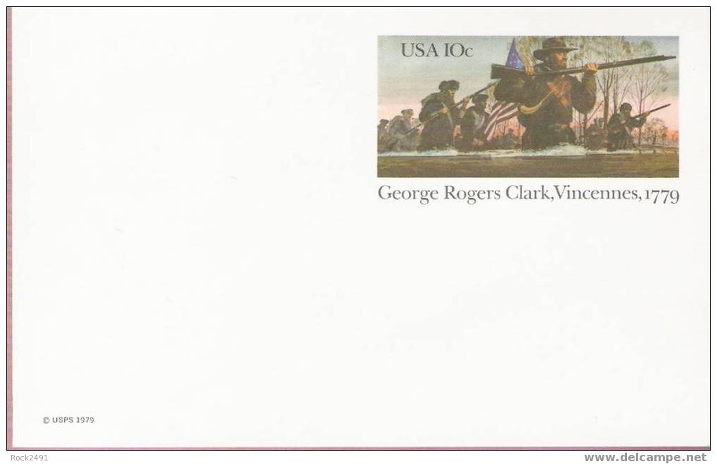 US Scott UX78, 10-cent Post Cark, George Rogers Card, Vincennes, 1779, Mint - 1961-80