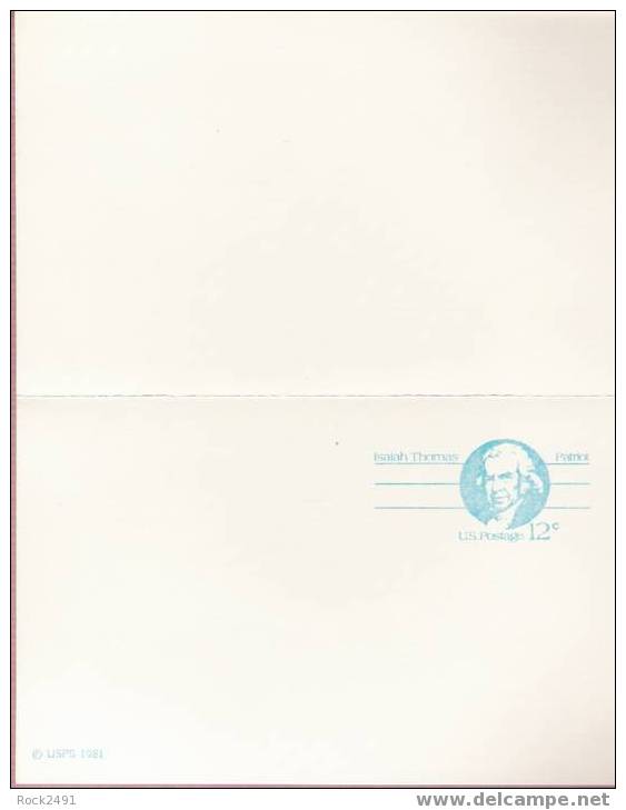 US Scott UX89, DOUBLE 12-cent Post Card, Isaiah Thomas, Mint - 1981-00