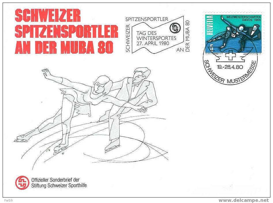 SUISSE OBLITERATION COMMEMORATIVE JEUX OLYMPIQUES DE 1980 LAKE PLACID PATINAGE ARTISTIQUE - Invierno 1980: Lake Placid