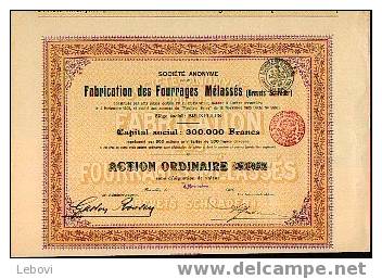 BRUXELLES "SA Pour La Fabrication Des Fourrages Mélassés (brevet Schrader) - Action Ordinaire (1905) - Agriculture