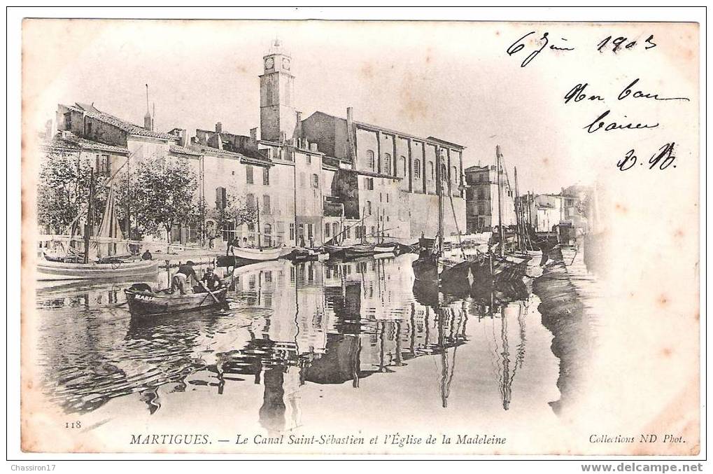 13 - MARTIGUES - Le Canal Saint-Sébastien Et L´Eglise De La Madeleine - Carte Précurseur 1903 - Martigues