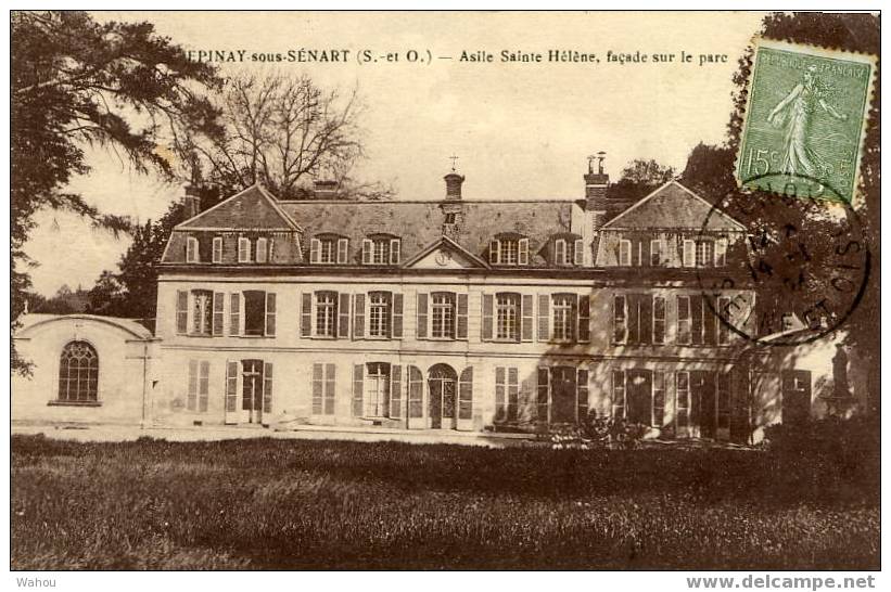 EPINAY-sous-SENART    (S.-et-O.)     -    Asile Sainte Hélène,  Façade Sur Le Parc   (voyagé En 1924) - Epinay Sous Senart