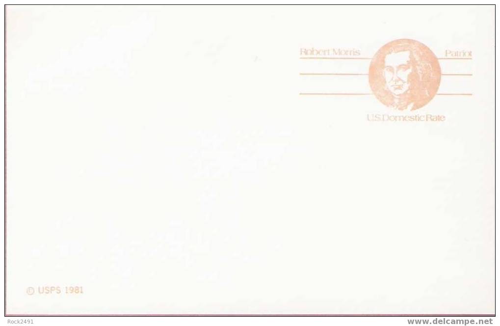 US Scott UX92, 13-cent Domestic Rate Post Card, Robert Morris, Mint - 1981-00