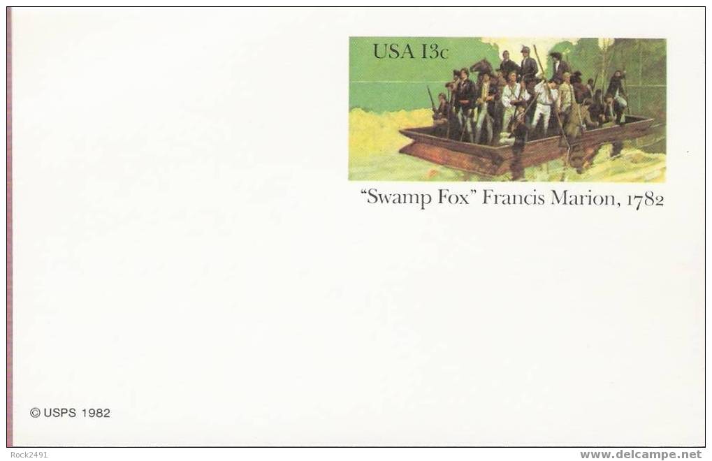 US Scott UX94, 13-cent Post Card, Swamp Fox, Francis Marion, 1782, Mint - 1981-00