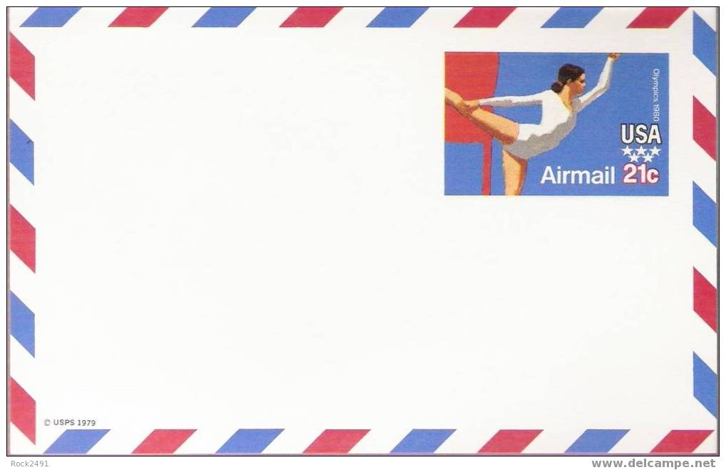 US Scott UXC18, 21-cent Air Post Card, Olympic Gymnast, Mint - 1961-80