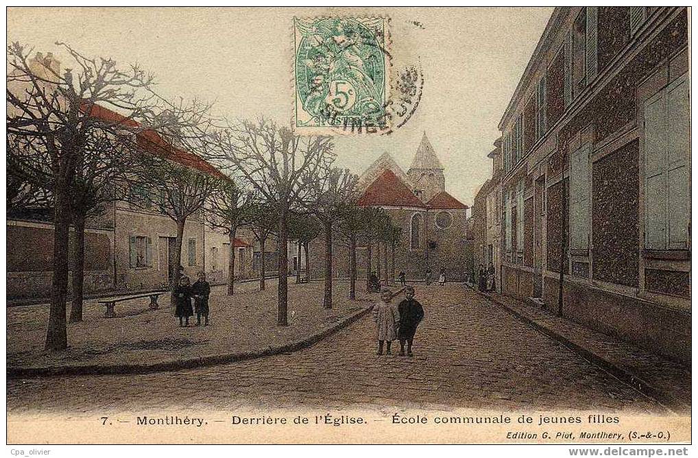 91 MONTLHERY Ecole Communale De Jeunes Filles, Animée, Colorisée, Ed Piot 7, 190? - Montlhery