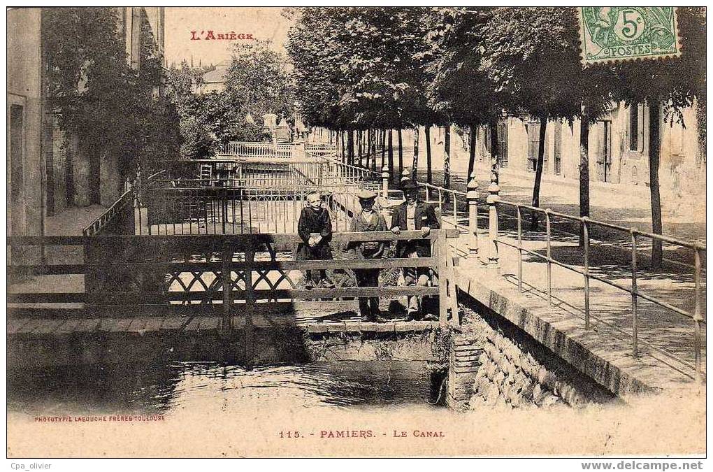 09 PAMIERS Canal, Animée, Beau Plan, Ed Labouche 115, Ariege, 1907 - Pamiers