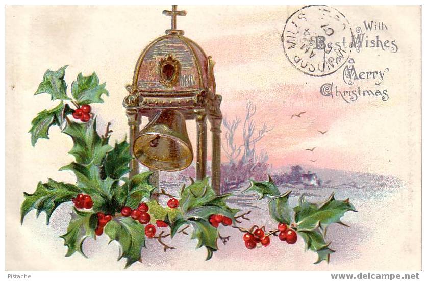 Merry Christmas - 1907 - Gaufrée - Voyagée - Raphael Tuck Holly Post Cards Series No 100 - Tuck, Raphael