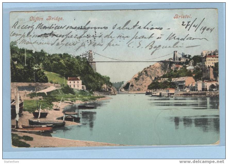 CLIFTON BRIDGE IN BRISTOL SEND OVER TO BELGIUM IN 1904  BOOT BOTEN - Bristol