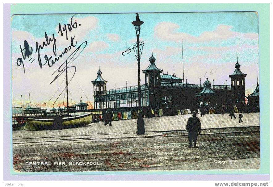 BLACPOOL CENTRAL PIER VERY NICE DETAILS SEND OVER TO BELGIUM IN 1906 - Sonstige & Ohne Zuordnung