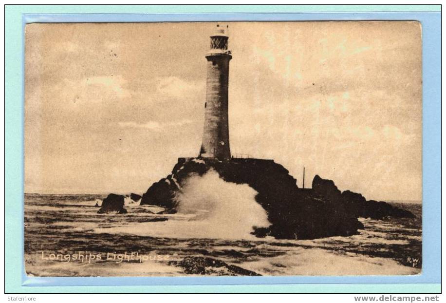 VUURTOREN LONGSHIPS LIGHTHOUSE  WITH SPECIAL CACHET ON BACKSIDE POSTCARD LAND´S END - Land's End