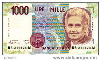 Billets - ITALIE, 1000 Lires M. MONTESSORI NA 219124M, Circulé, Très Bon état Général. - 1.000 Lire