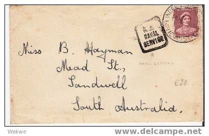 Au103 / AUSTRALIEN - 2 Briefe Von 1943 Und 1944  (H.M. NAVAL SERVICE) Mit Unterschiedlicher Marine-Zensur - Covers & Documents