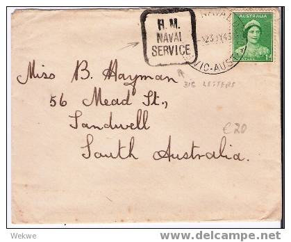 Au103 / AUSTRALIEN - 2 Briefe Von 1943 Und 1944  (H.M. NAVAL SERVICE) Mit Unterschiedlicher Marine-Zensur - Briefe U. Dokumente