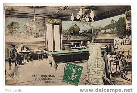 CPA 42 FEURS - Cafe Central F. Delorme (Billard) - Feurs