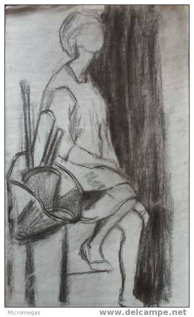Femme Assise - Drawings