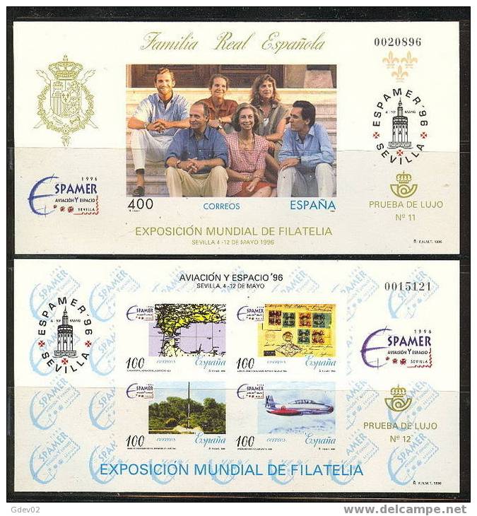 ESPO58-L2157-L1933TBH.España Spain Espagne.Familia Real Y Avion. PRUEBAS OFICIALES.1996. ( Ed PO 58/9). - Blokken & Velletjes