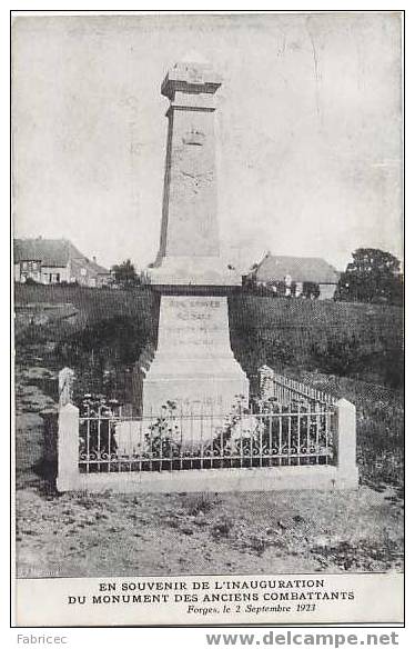 Forges - En Souvenir De L'inauguration Du Monument Des Anciens Combattants - 2 Septembre 1923 - Chimay