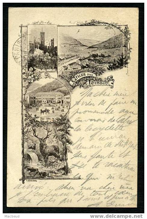 Bade Wurtemberg - GRUSS AUS TEINACH - 1897 - RARE - Litho - Bad Teinach