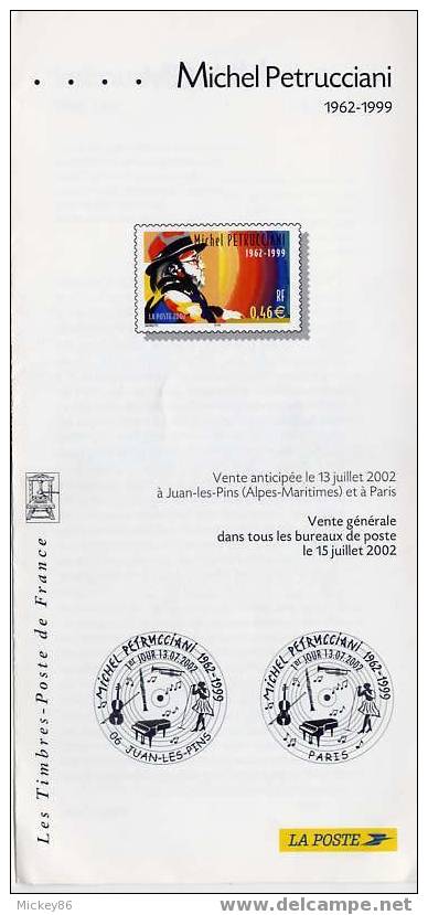 JAZZ-M.Petrucciani-Notice     Philatélique Officielle émission Timbre--2003--en 4 Langues-français-anglais-   Espagnol-a - Música