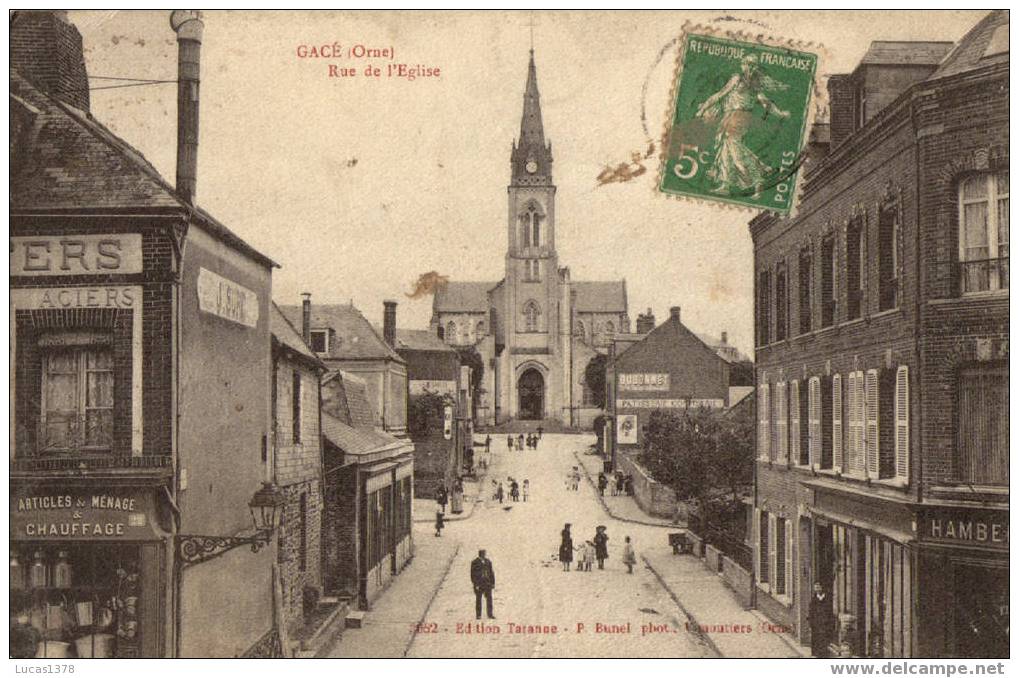 61 / GACE /RUE DE L EGLISE / ANIMEE ET RARE 1913 - Gace