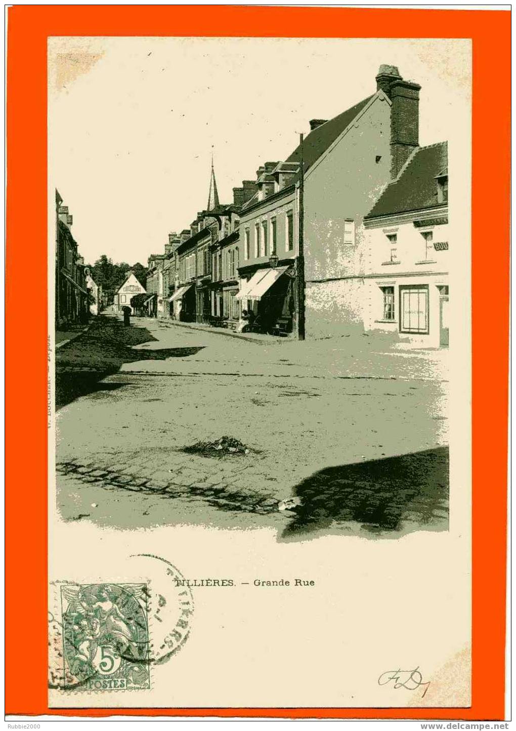 TILLIERES SUR AVRE GRANDE RUE 1903 CARTE PRECURSEUR EN BON ETAT - Tillières-sur-Avre