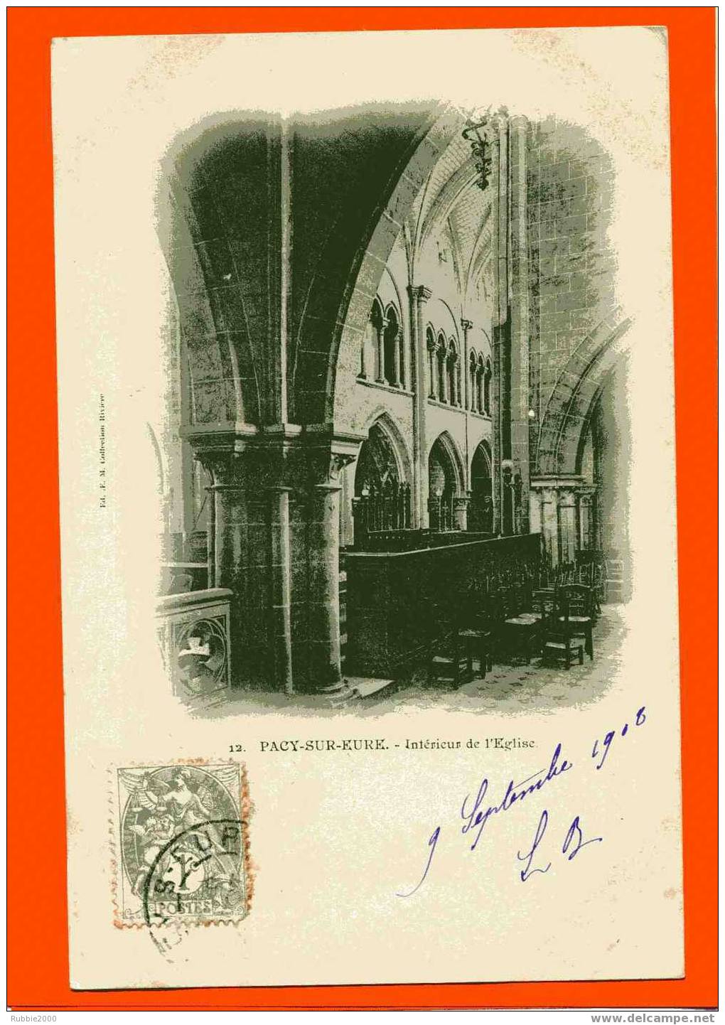 PACY SUR EURE INTERIEUR DE L EGLISE 1902 CARTE PRECURSEUR EN BON ETAT - Pacy-sur-Eure