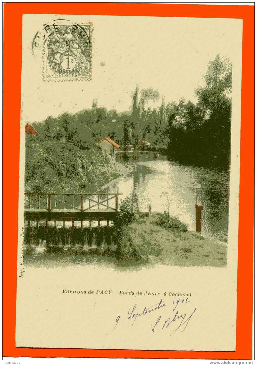 COCHEREL BORDS DE L EURE LAVOIR ENVIRONS DE PACY CARTE PRECURSEUR AQUARELLEE EN BON ETAT - Pacy-sur-Eure