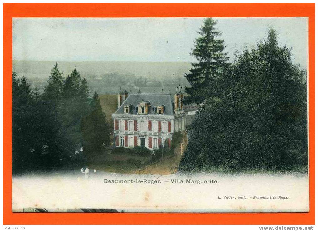 BEAUMONT LE ROGER VILLA MARGUERITE CARTE AQUARELLEE EN BON ETAT - Beaumont-le-Roger