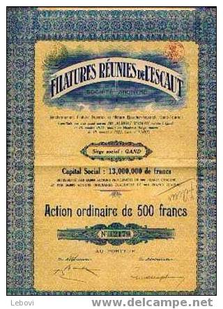 GAND "Filatures Réunies De L´Esacut SA" Action Ordinaire De 500 Fr - Tessili