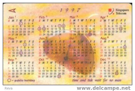 SINGAPORE $5  CALENDAR  1997   CLOCK  CODE: 93SIGA - Singapore