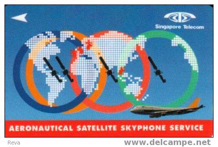 SINGAPORE $5  SATELLITE SKY  PHONE COMMUNICATIONS SERVICES  AIRPLANE  MAP WORLD   CODE:1SSKA  COMPLIMENTARY - Singapour