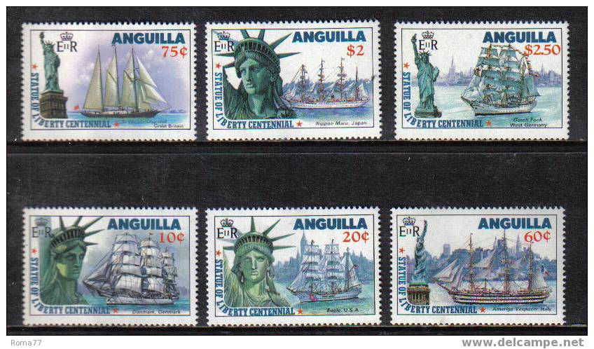 NB140 - ANGUILLA , VELIERI E STATUA LIBERTA' SERIE  N. 622/627  *** - Anguilla (1968-...)