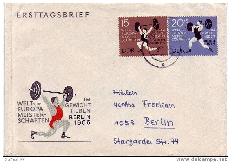 Lettre FDC  / Haltérophilie / Campionnat D´Europe à Berlin 1966 / Pr Collection  Thématique - Haltérophilie