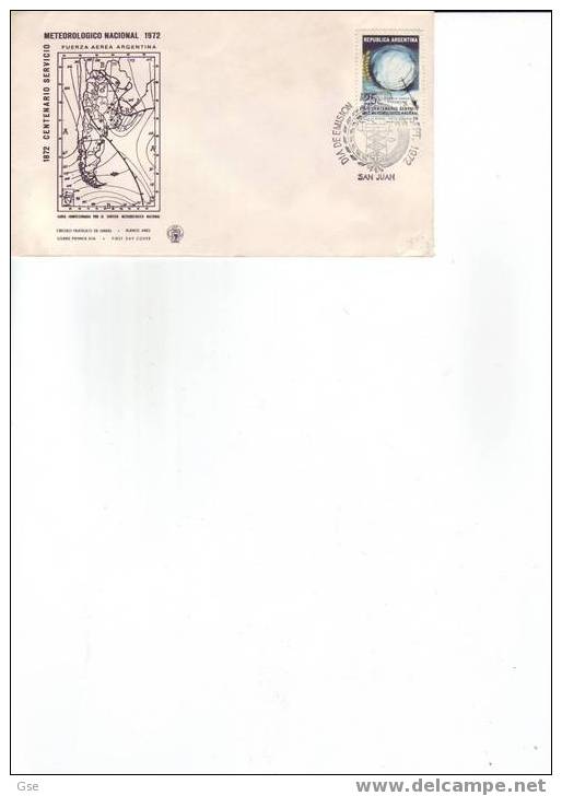 ARGENTINA 1972 - Yvert 925 FDC - Annullo Speciale Illustrato - Metreologia - Climate & Meteorology