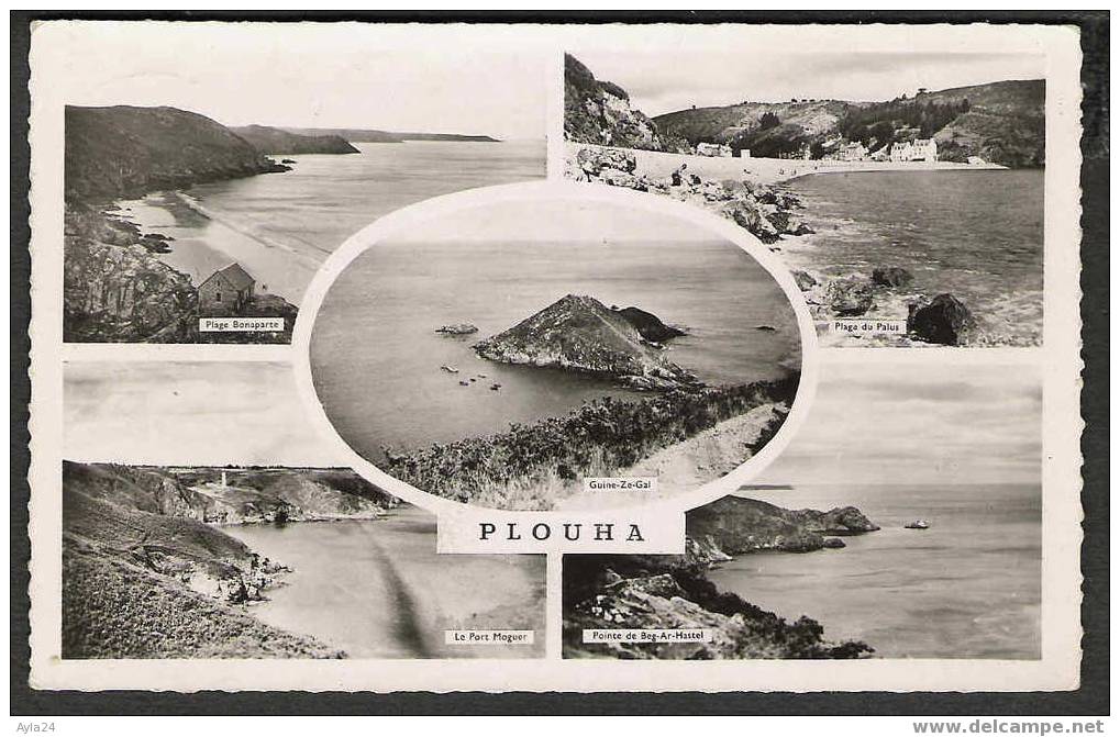 CPSM  22    PLOUHA   5 Vues  Guine Ze Gal  Beg Ar Hastel  Plage Du Palus   Plage Bonaparte  Port Moguer  1951 - Plouha