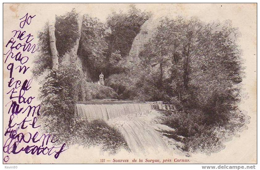 12 Sources De La Sorgue Prés CORNUS Cpa Animée - Bozouls