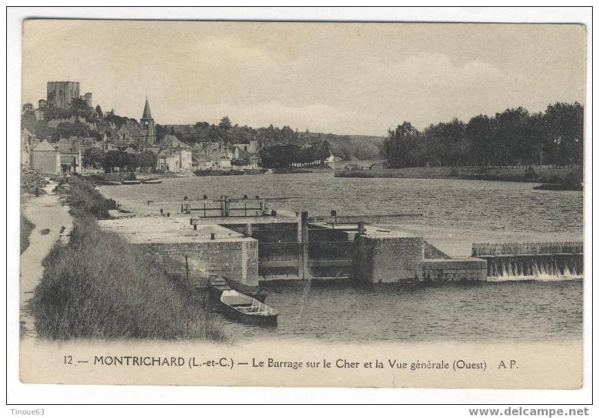 *41 - LOIR ET CHER - MONTRICHARD - Le Barrage Sur Le Cher Et La Vue Générale (Ouest) - Montrichard