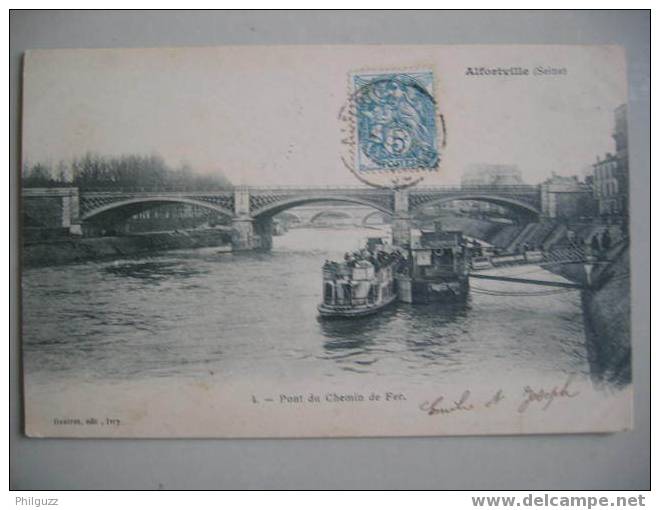 Carte Postale CPA 94 ALFORTVILLE PONT DU CHEMIN DE FER ET BATEAU BUS - Alfortville