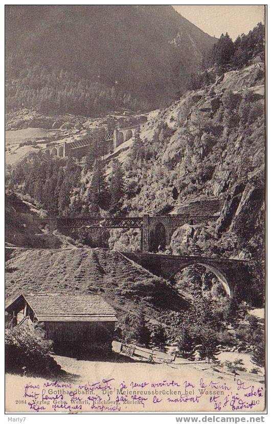 GOTHARDBAHN Die Meienreussbrucken Bei Wassen -1903 - Wassen